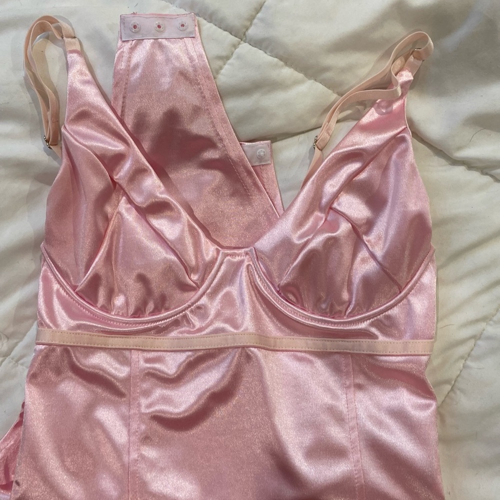 Pink Satin bodysuit